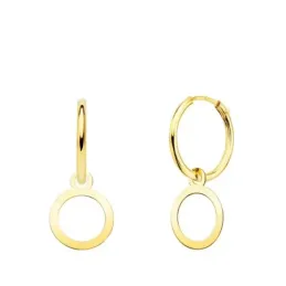 Pendientes oro 18k mujer aro 12 mm. combinado círculo calado 10 mm.