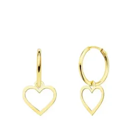 Pendientes oro 18k mujer aro 12 mm. combinado corazón calado colgante