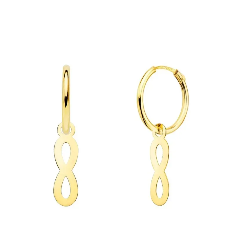 Pendientes oro 18k mujer aro 12 mm. combinado infinito calado 12 x 4