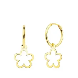 Pendientes oro 18k mujer aro 12 mm. detalle forma margarita calada 10