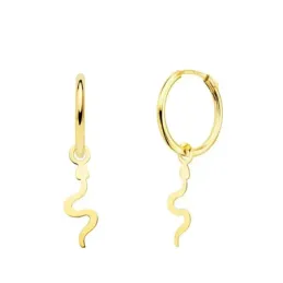 Pendientes oro 18k mujer aro 12 mm. serpiente lisa 12 x 5 mm.