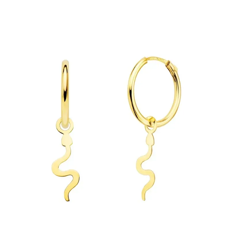 Pendientes oro 18k mujer aro 12 mm. serpiente lisa 12 x 5 mm.