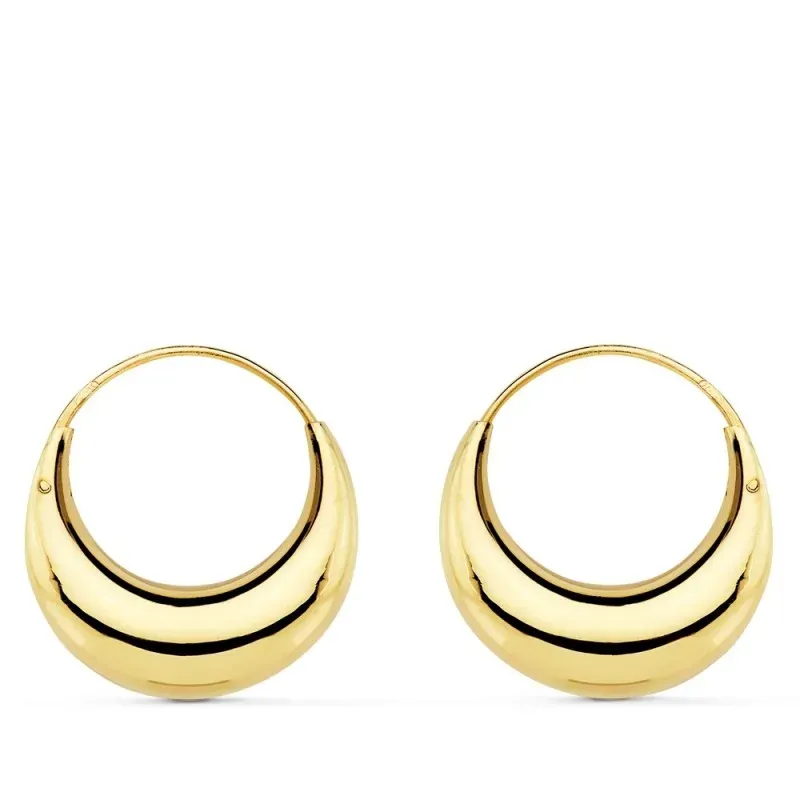 Pendientes oro 18k mujer 20 mm. huecos criollas aro