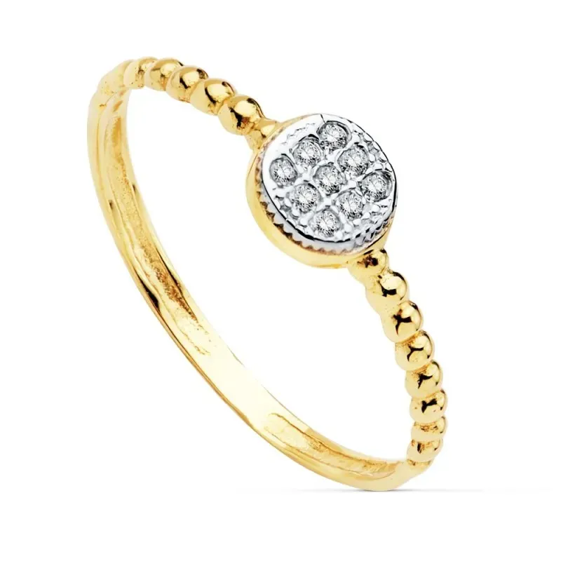 Sortija oro bicolor 18k mujer circonitas centro 5 mm. combinado detal