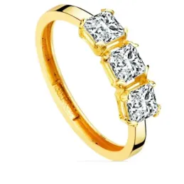 Sortija oro 18k mujer tresillo circonitas 4 mm. princesa