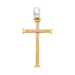 Cruz colgante oro bicolor 18k unisex 26 mm. barras detalles bordes co