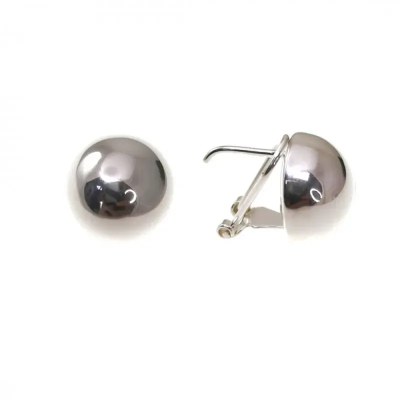Pendientes plata Ley 925m mujer 14 mm. media bola omega