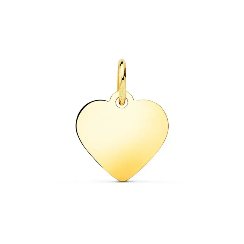 Colgante oro 18k chapa 12 mm. forma corazón liso brillo