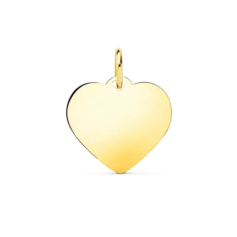 Colgante oro 18k chapa 16 mm. corazón liso brillo