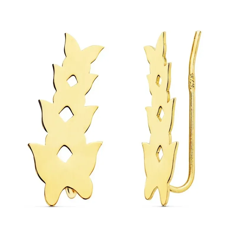 Pendientes oro 18k mujer 20 mm. trepadores mariposas varios tamaños l