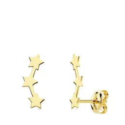 Pendientes oro 18k mujer 12 mm. trepadores tres estrellas lisas presi