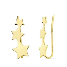 Pendientes oro 18k mujer 16 mm. trepadores estrellas tamaños variados