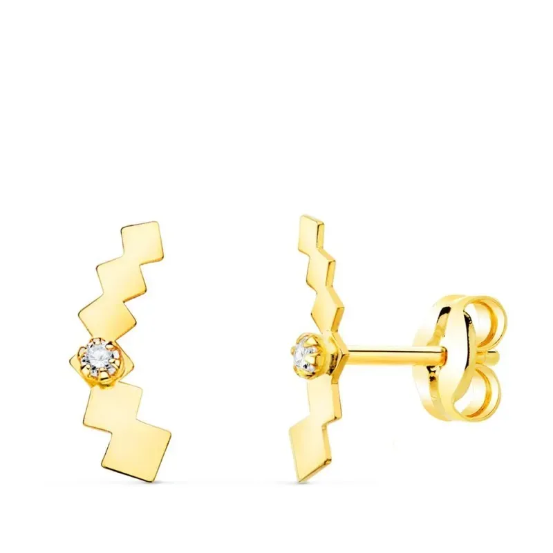 Pendientes oro 18k mujer 10 mm. trepadores forma cubos enlazados circ