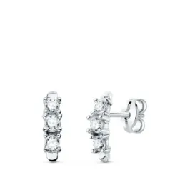 Pendientes oro blanco 18k mujer 9.5 mm. circontias garras barras vert