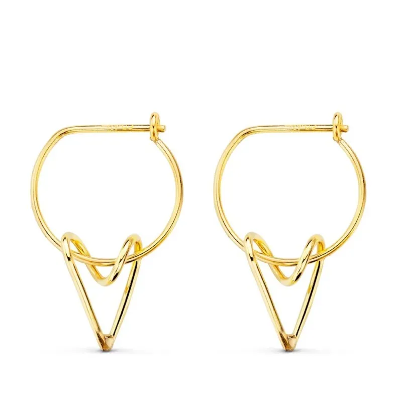 Pendientes oro 18k mujer 13 mm. aros detalle corazón calado