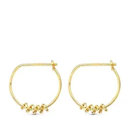 Pendientes oro 18k mujer 13 mm. aros detalle muelle