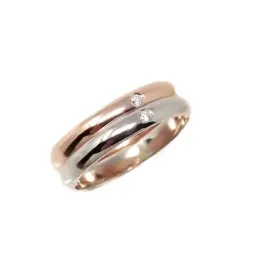 Alianza oro bicolor 18k brillantes centro 0.032ct. diámetro 2mm. Anch