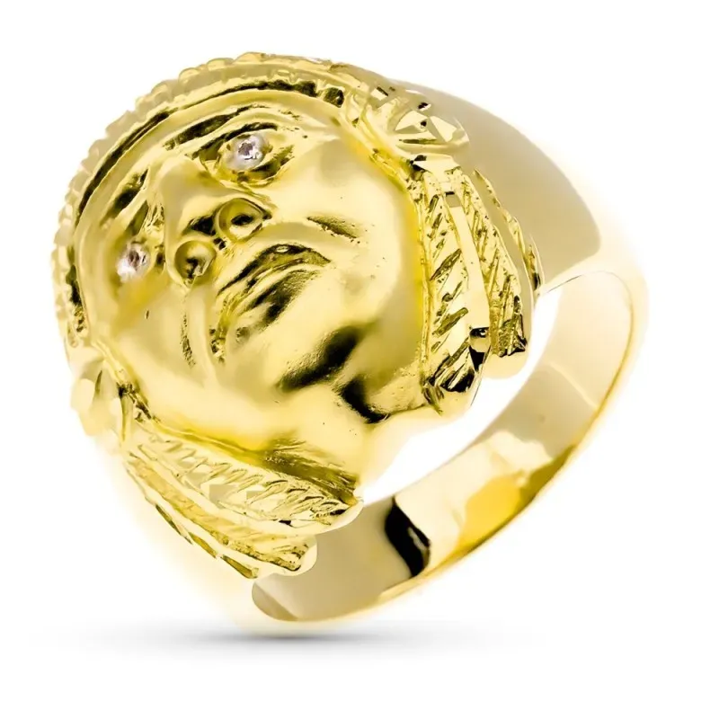 Sello oro 18k hombre cabeza indio americano detalles realistas