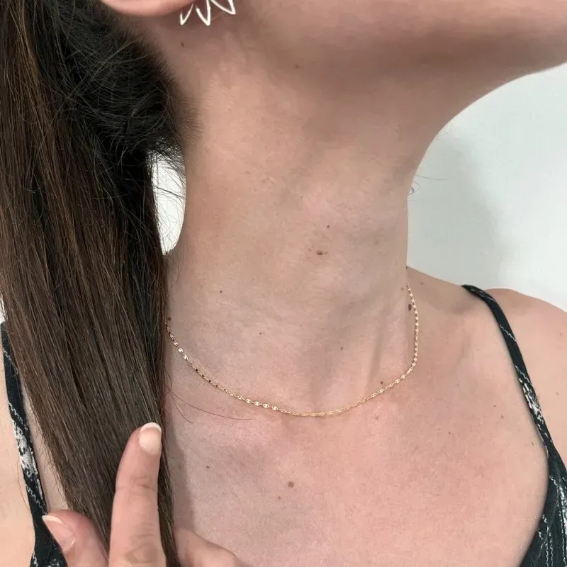 Cadena oro 18k diamantada 40 cm. eslabones 1.5mm. ancho