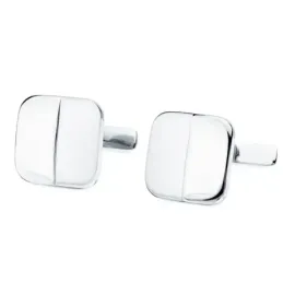 Gemelos oro blanco 18k hombre 14 mm. cuadrados barra vertical centro