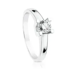 Solitario oro blanco 18k mujer diamante talla brillante 0.5ct.