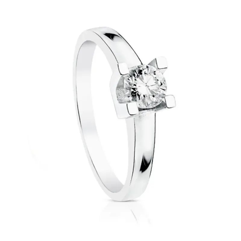 Solitario oro blanco 18k mujer diamante talla brillante 0.5ct.