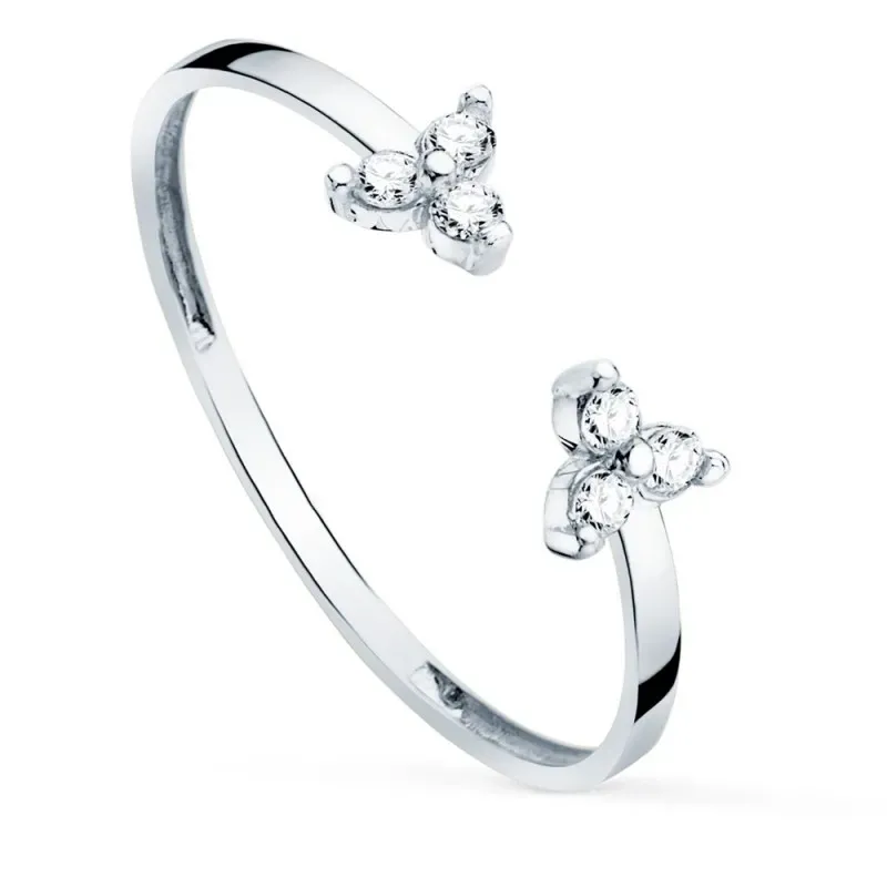 Sortija oro blanco 18k mujer seis diamantes 0.015ct. lisa
