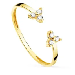 Sortija oro 18k mujer abierta 6 diamantes 0.09ct. terminaciones ancho