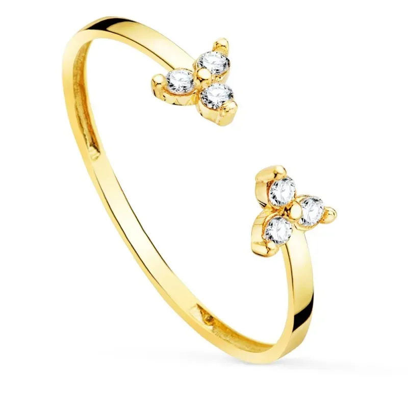 Sortija oro 18k mujer abierta 6 diamantes 0.09ct. terminaciones ancho