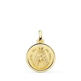 Virgen del Rocío medalla oro 18k unisex 16 mm. centro combinada lisa