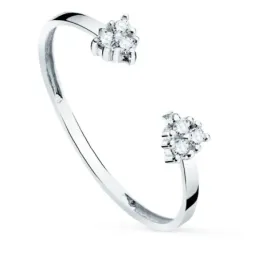 Sortija oro blanco 18k mujer abierta seis diamantes terminaciones 0.0