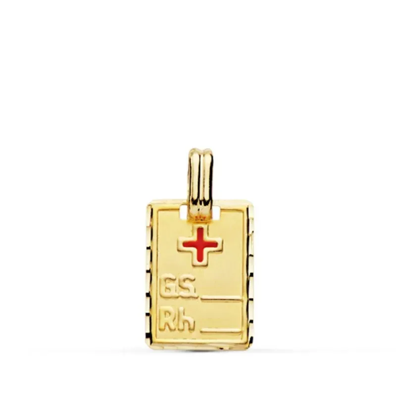 Colgante oro 18k unisex chapa 16 mm. grupo sanguíneo