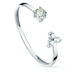 Sortija oro blanco 18k mujer abierta tres diamantes 0.045ct. combinad