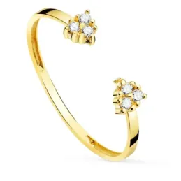 Sortija oro 18k mujer abierta seis diamantes 0.048ct. terminaciones