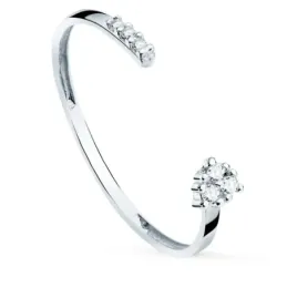 Sortija oro blanco 18k mujer abierta seis diamantes 0.040ct. ancho cu
