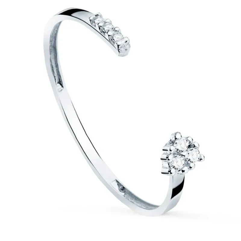 Sortija oro blanco 18k mujer abierta seis diamantes 0.040ct. ancho cu