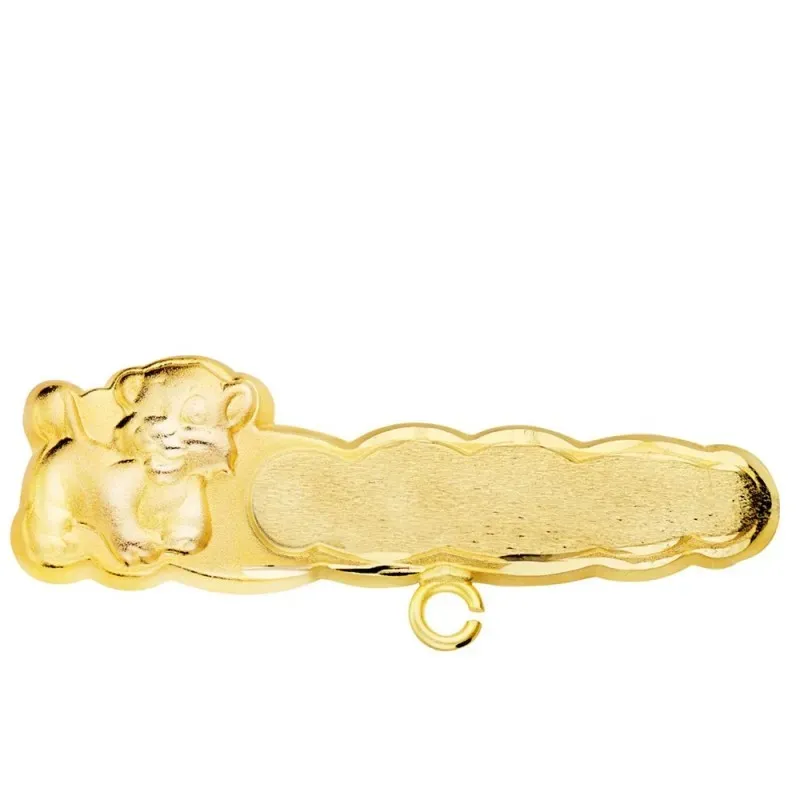 Alfiler oro 18k bebé 28 mm. león tallado chapa forma nube