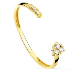 Sortija oro 18k mujer abierta diamantes 0.040ct. combinada lisa ancho