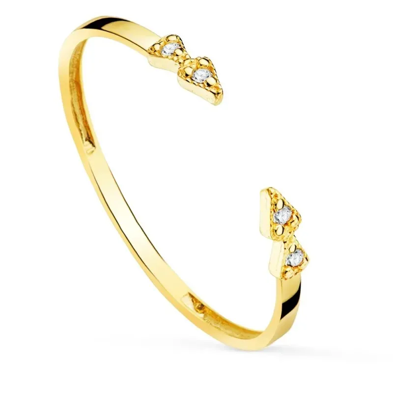 Sortija oro 18k mujer abierta cuatro diamantes 0.032ct. ancho cuerpo