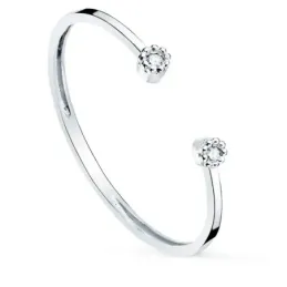 Sortija oro blanco 18k mujer dos diamantes 0.016ct. ancho cuerpo 1.10