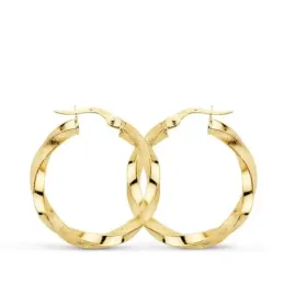 Pendientes oro 9k mujer 26 mm. aros reliados brillo mate