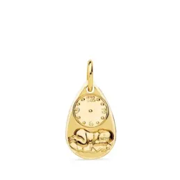 Medalla oro 18k bebé 19 mm. recién nacido brillo mate hora
