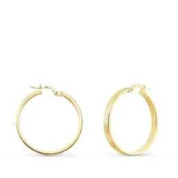 Pendientes oro 9k mujer aros 28 mm. detalle greca tubo rectangular