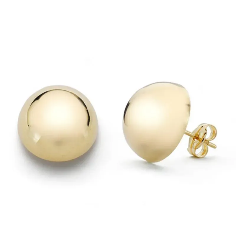 Pendientes oro 9k mujer 12 mm. media bola lisa presión