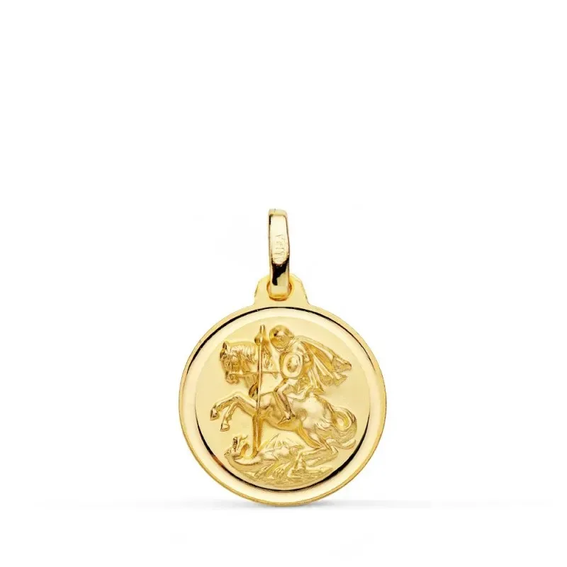 San Jorge medalla oro 9k unisex 16 mm. colgante bisel