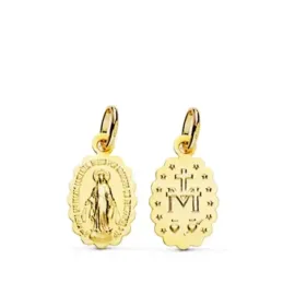 Virgen de la Milagrosa medalla oro 18k unisex 12 mm. ovalada detalles