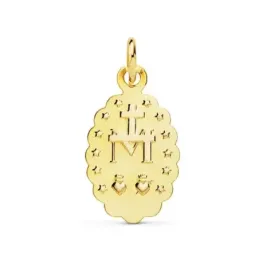 Virgen de la Milagrosa medalla oro 18k unisex 12 mm. tallada ovalada
