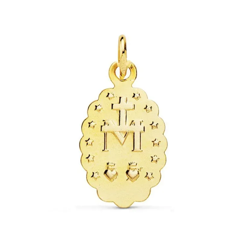 Virgen de la Milagrosa medalla oro 18k unisex 12 mm. tallada ovalada