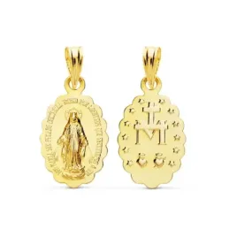 Virgen de la Milagrosa medalla oro 18k unisex 12 mm. tallada ovalada