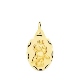 San Cristóbal medalla oro 9k unisex 20 mm. ovalada detalles borde